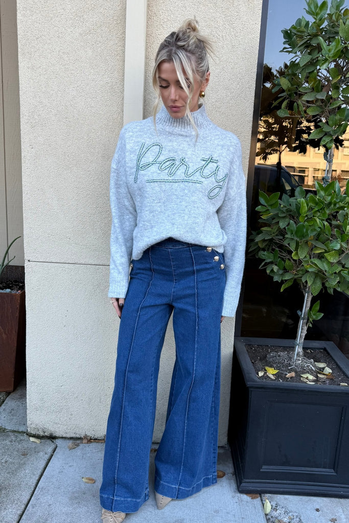 SERENE WIDE LEG DENIM JEANS - Violet Muse Boutique