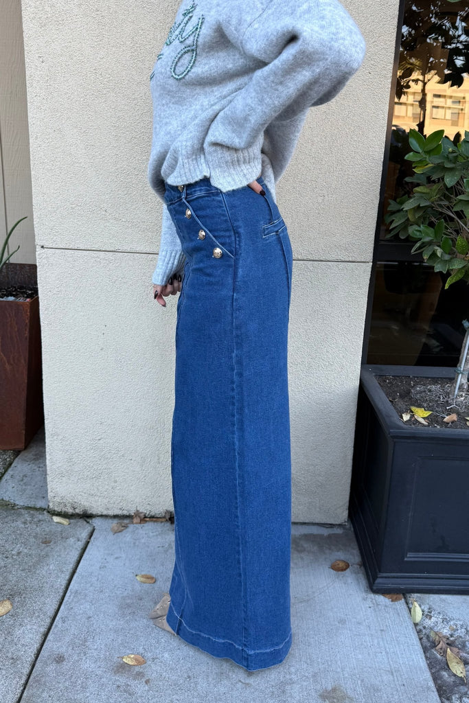 SERENE WIDE LEG DENIM JEANS - Violet Muse Boutique