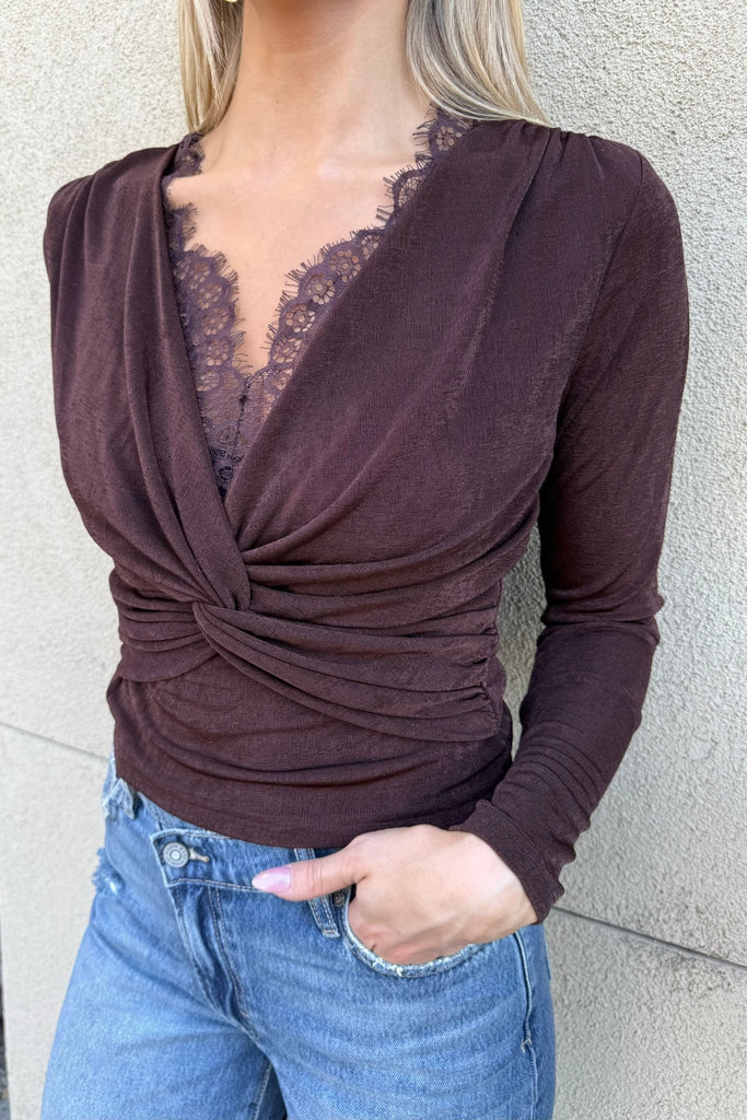 SERIANE LACE TRIM TOP - Violet Muse Boutique