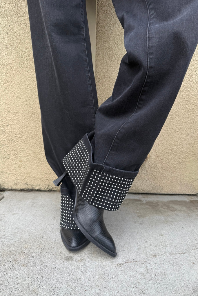 SHADOW GLAM RHINESTONE DENIM JEANS - Violet Muse Boutique