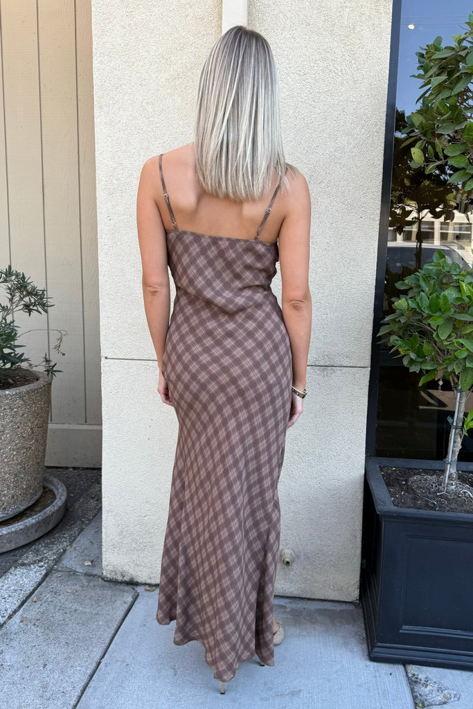 SIMONE BROWN PLAID DRESS - Violet Muse Boutique
