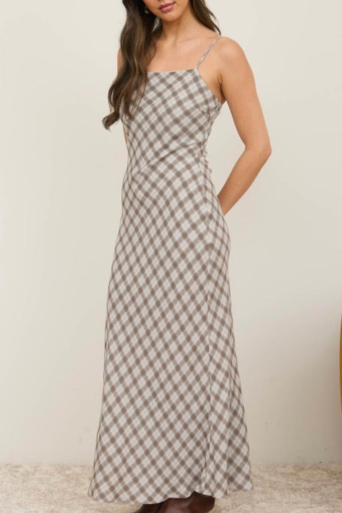 SIMONE LIGHT PLAID DRESS - Violet Muse Boutique