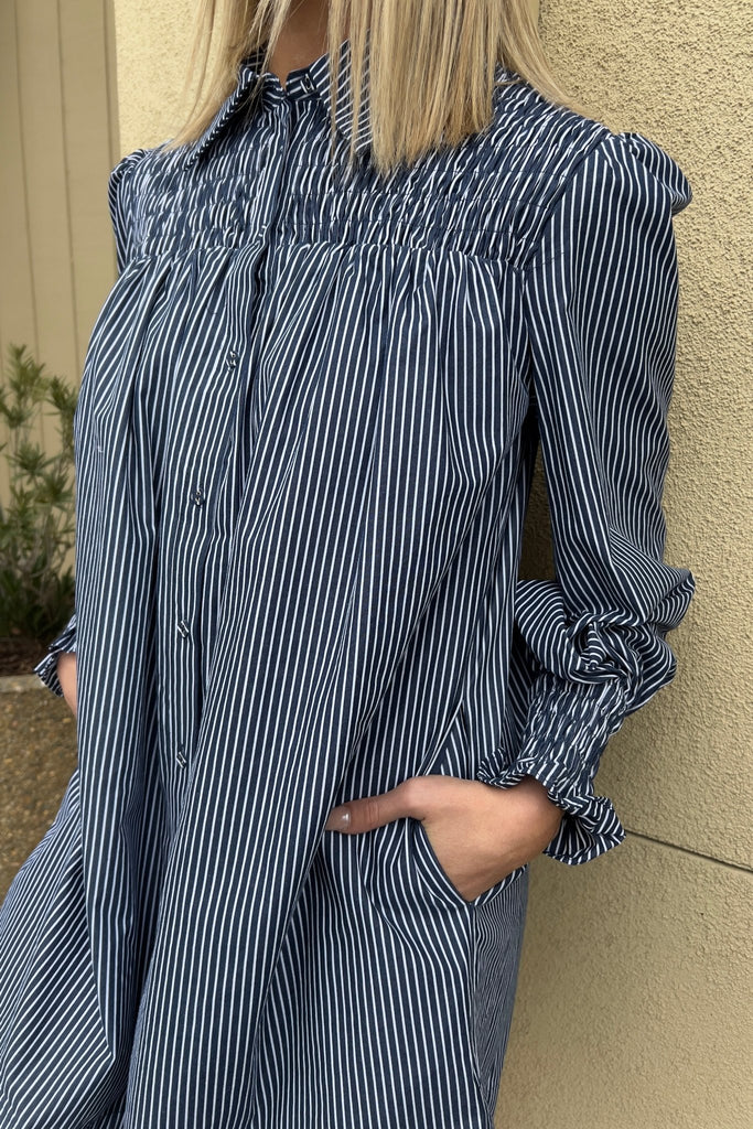 SIMPLY YOU SMOCKED SHIRT DRESS - Violet Muse Boutique