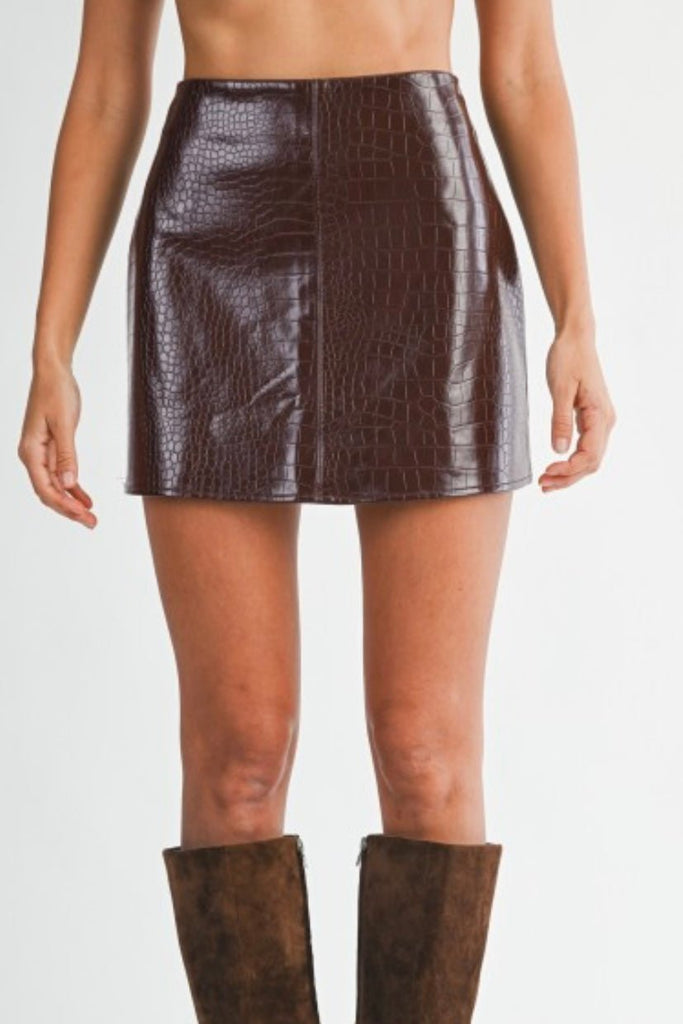 SLOANE FAUX LEATHER SKIRT - Violet Muse Boutique