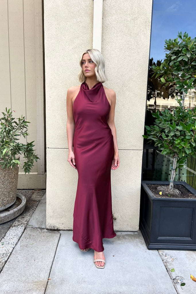SLOWDANCE BURGUNDY DRESS - Violet Muse Boutique