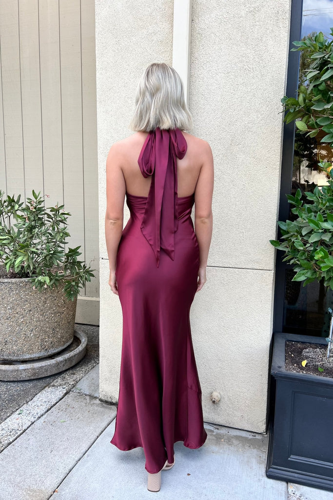 SLOWDANCE BURGUNDY DRESS - Violet Muse Boutique