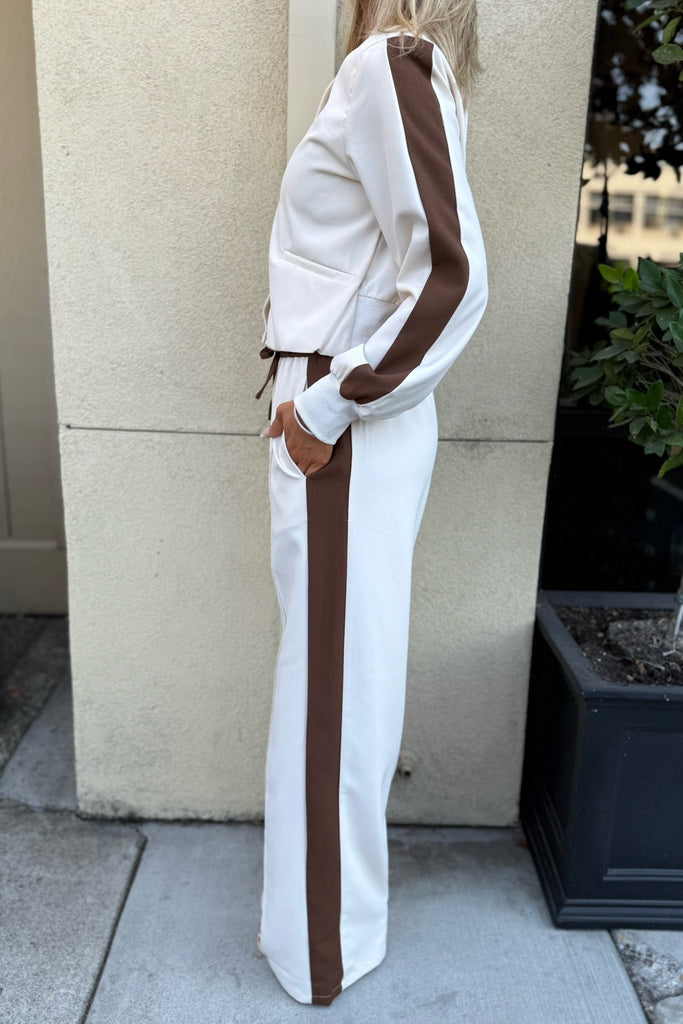 SOHO CREAM TRACK PANTS - Violet Muse Boutique