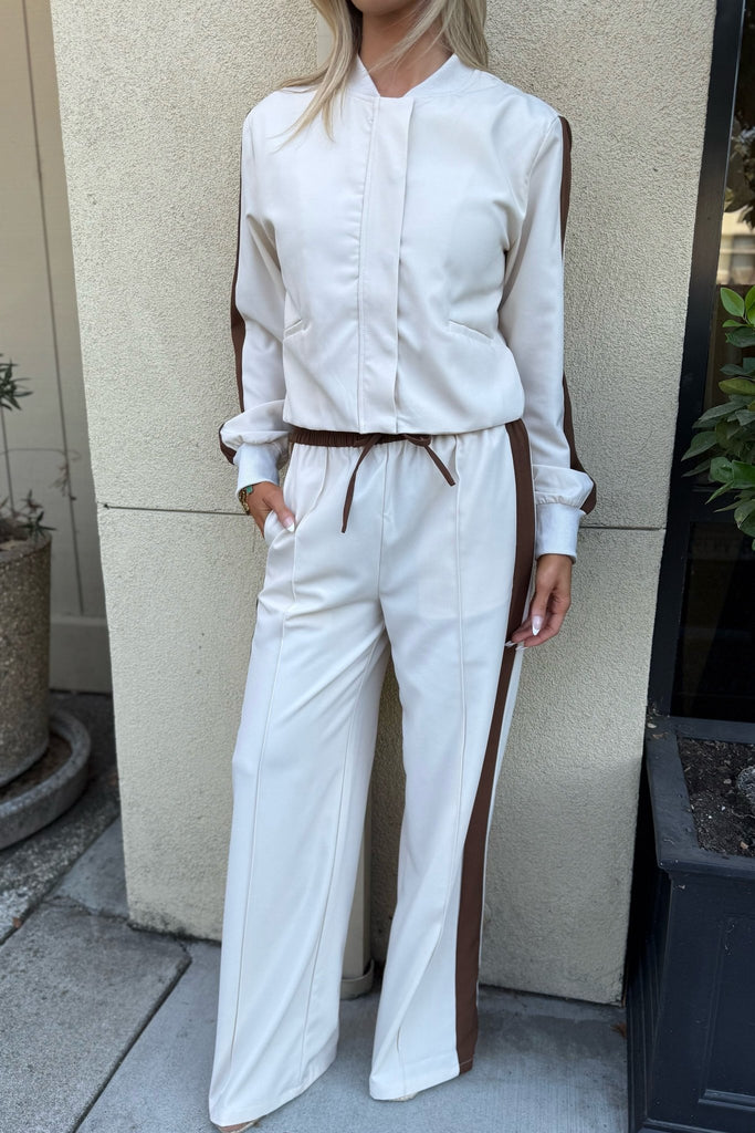 SOHO CREAM TRACK PANTS - Violet Muse Boutique