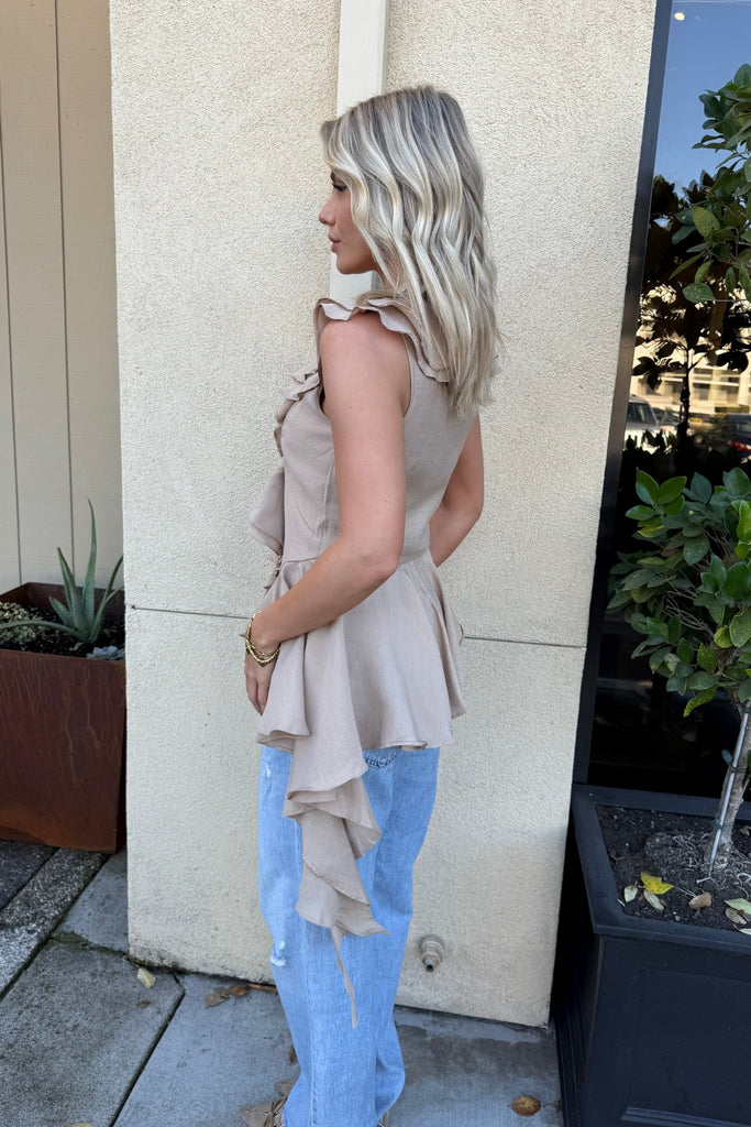 SOIR BRUN RUFFLED TOP - Violet Muse Boutique