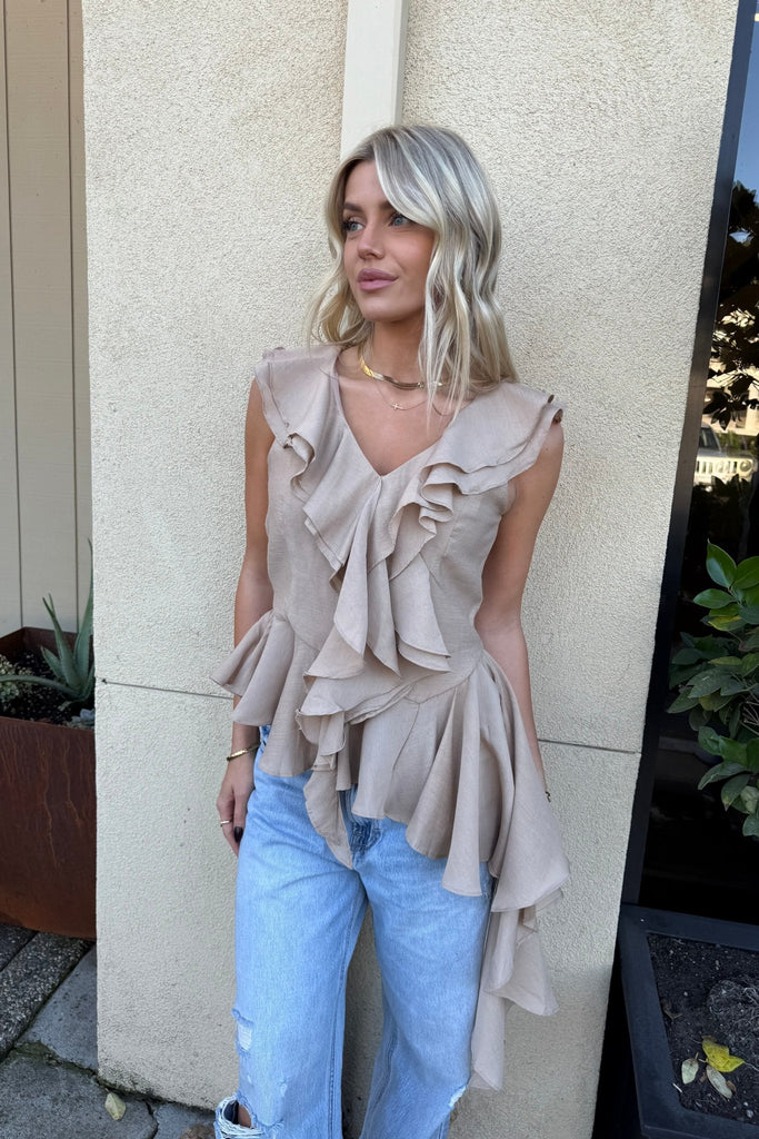SOIR BRUN RUFFLED TOP - Violet Muse Boutique
