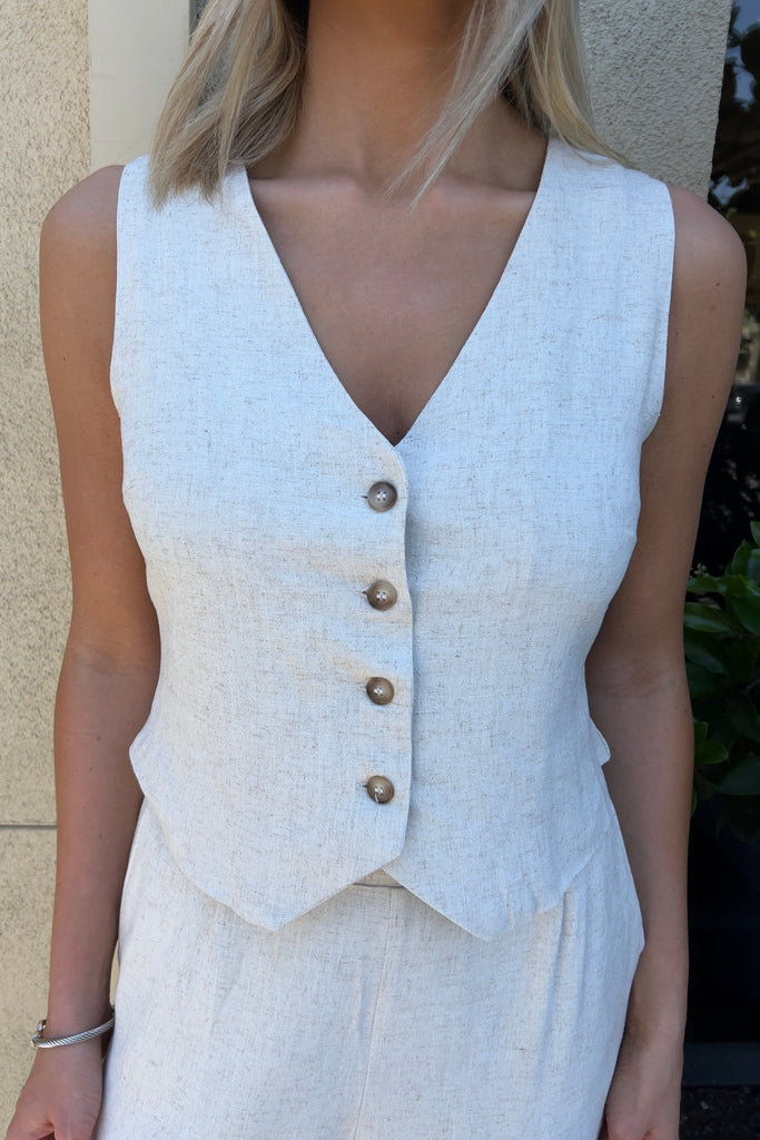 SOLANO LINEN VEST - Violet Muse Boutique