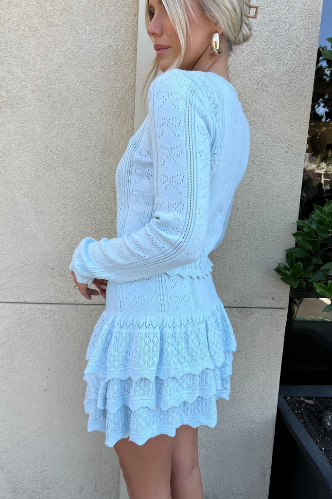 SOLARA BLUE KNIT SKIRT - Violet Muse Boutique