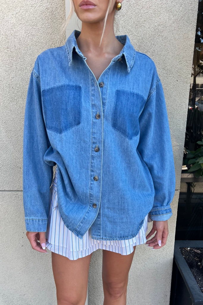 SOLDE LIGHT DENIM SHIRT - Violet Muse Boutique