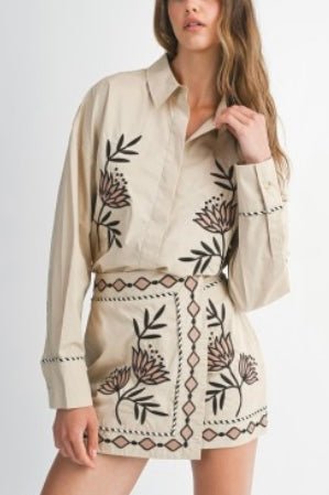 SOLITA EMBROIDERED SHIRT - Violet Muse Boutique