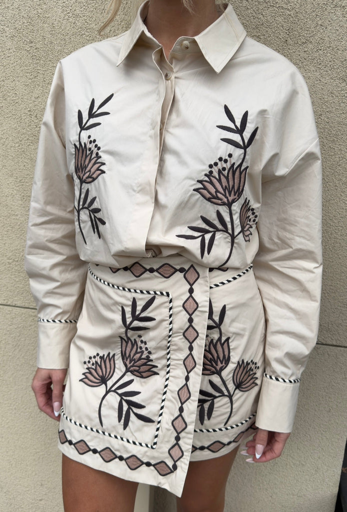 SOLITA EMBROIDERED SKIRT - Violet Muse Boutique