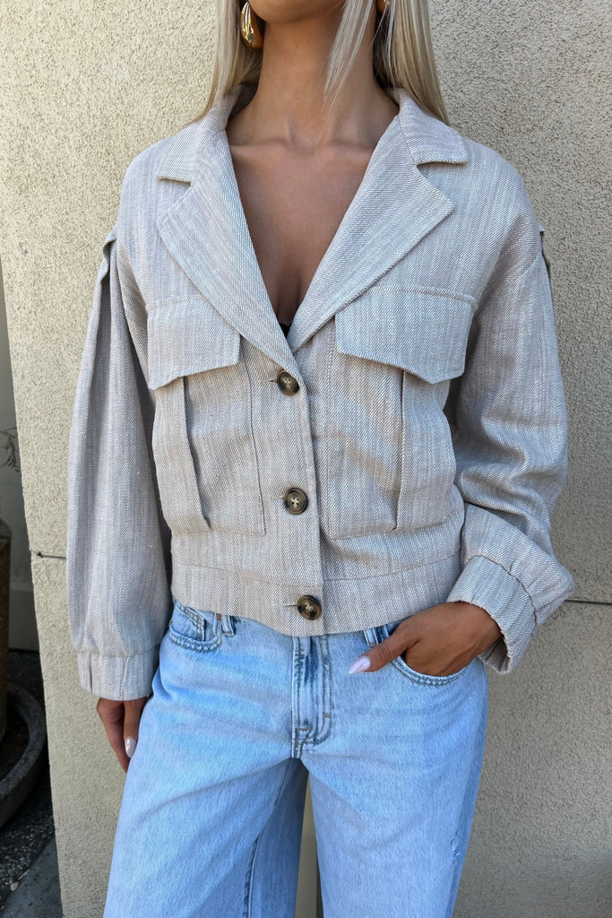 SOLTRAIL LINEN BOMBER JACKET - Violet Muse Boutique