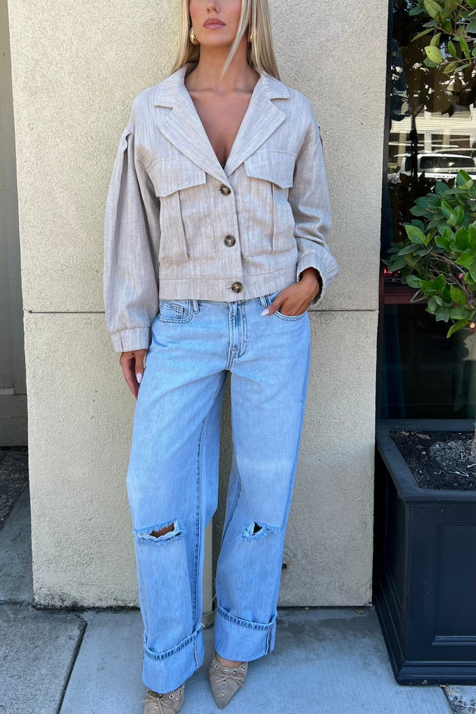SOLTRAIL LINEN BOMBER JACKET - Violet Muse Boutique