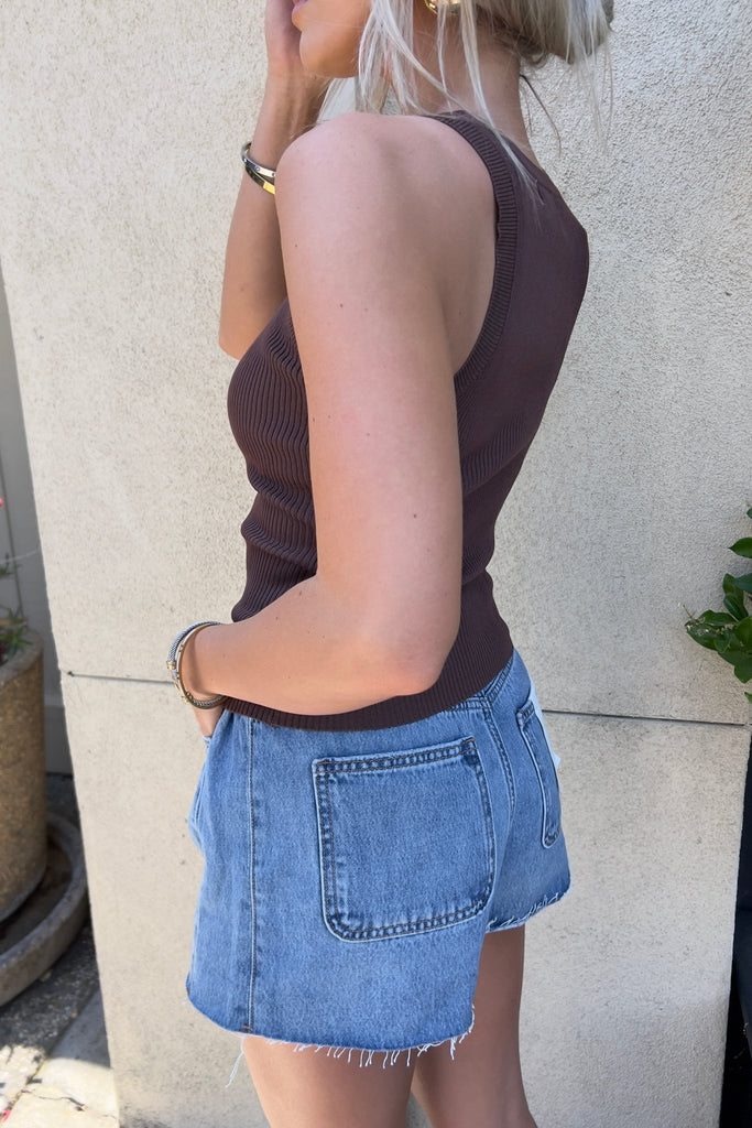 SONIVA BROWN TANK TOP - Violet Muse Boutique