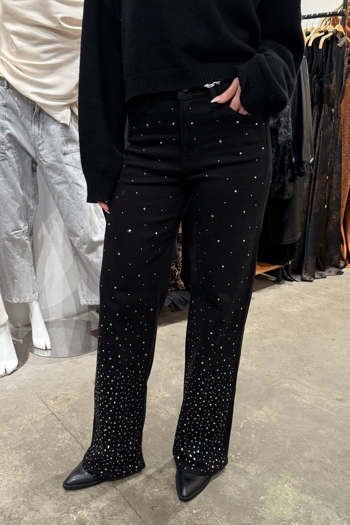 STARLANE EMBELLISHMENTS BLACK DENIM JEANS - Violet Muse Boutique