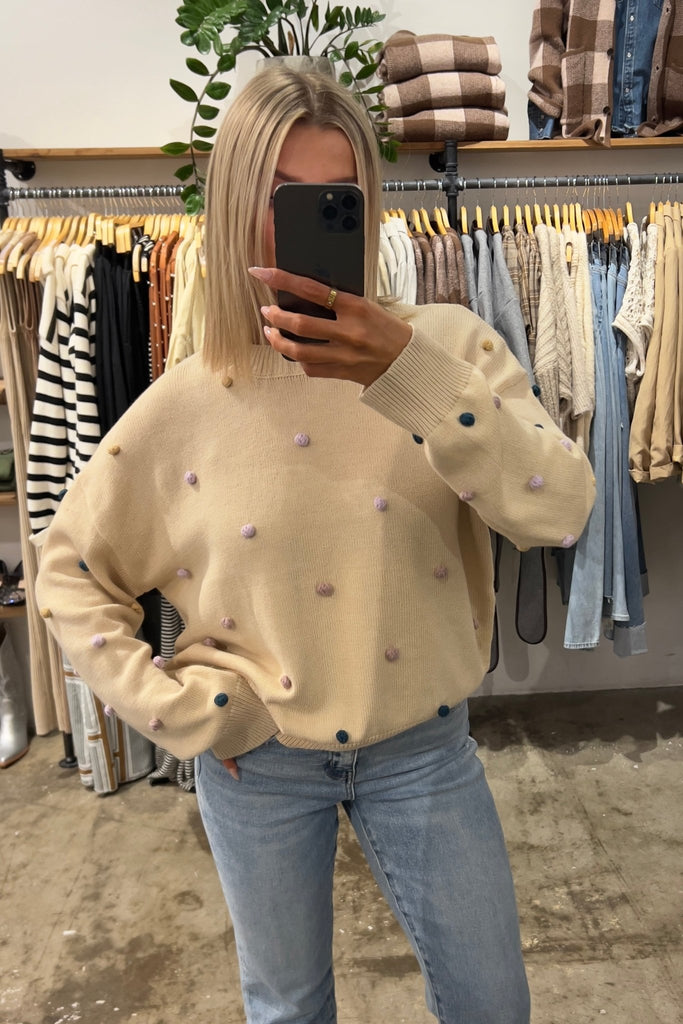 STAY TRUE 3D DOT SWEATER - Violet Muse Boutique