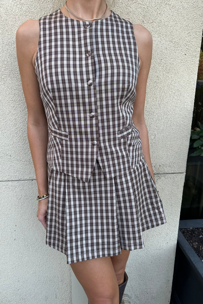 STRATTON PLAID VEST TOP - Violet Muse Boutique