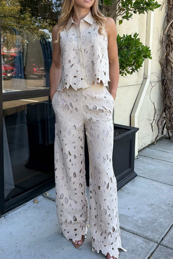 SUNDAY LETTER CROCHET LACE PANTS – Violet Muse Boutique