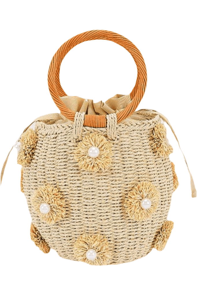 SYBIL IVORY HANDMADE STRAW BUCKET BAG - Violet Muse Boutique