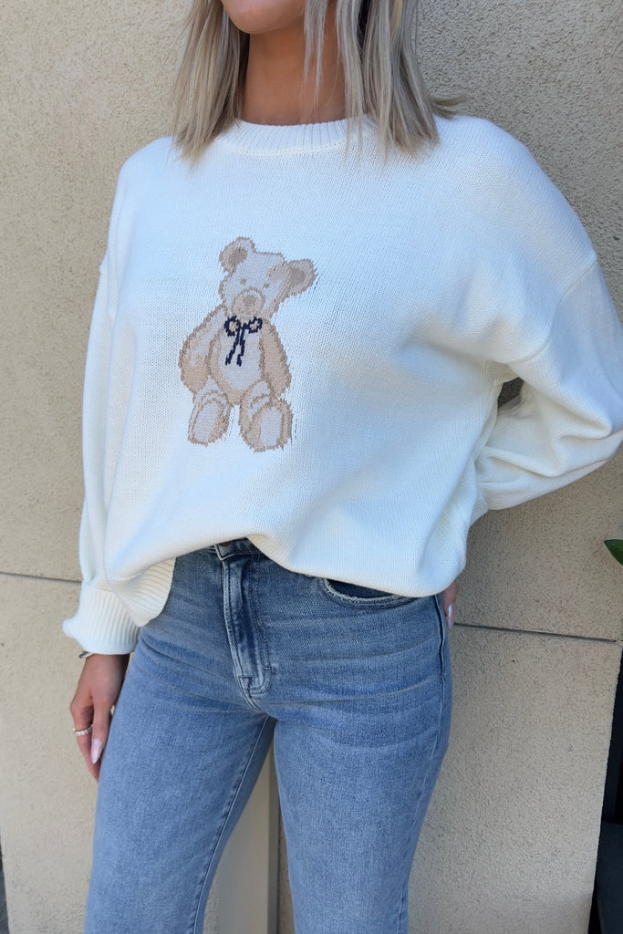 TEDDY IVORY SWEATER - Violet Muse Boutique