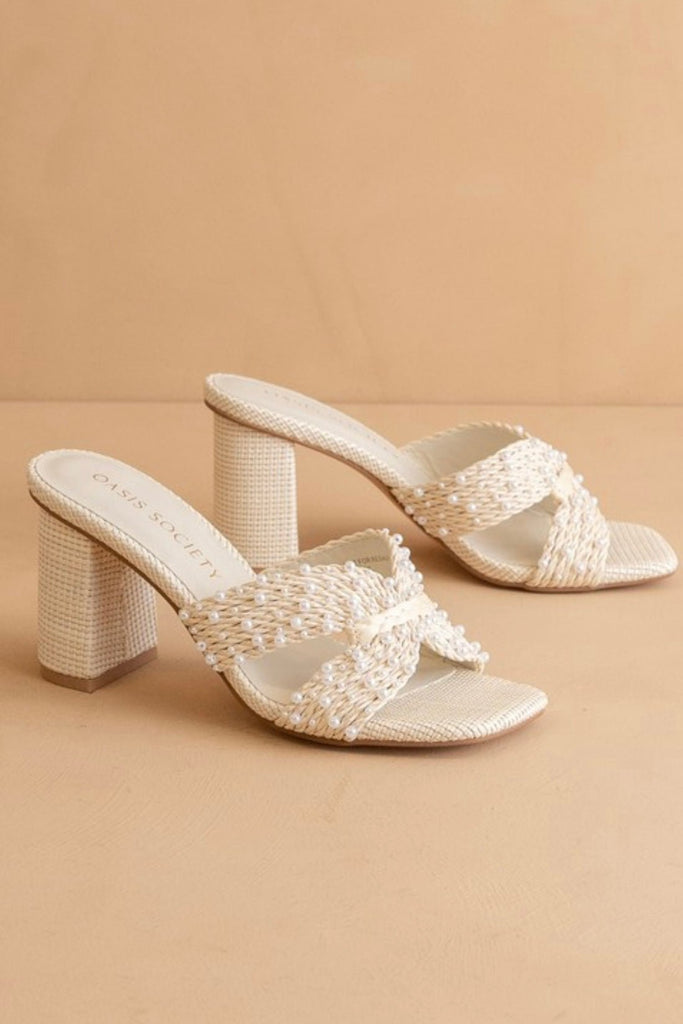 TIARA PEARL EMBROIDERED RAFFIA SANDALS - Violet Muse Boutique