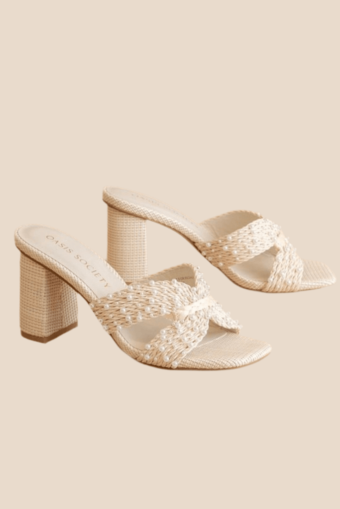TIARA PEARL EMBROIDERED RAFFIA SANDALS - Violet Muse Boutique