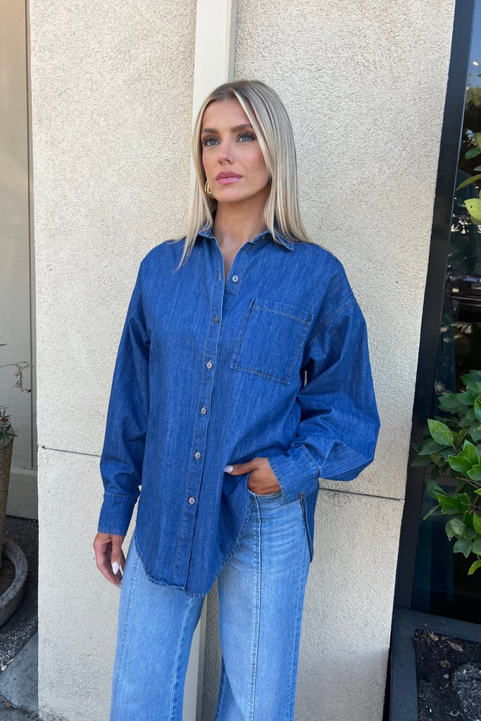 VAYDEN DENIM SHIRT - Violet Muse Boutique