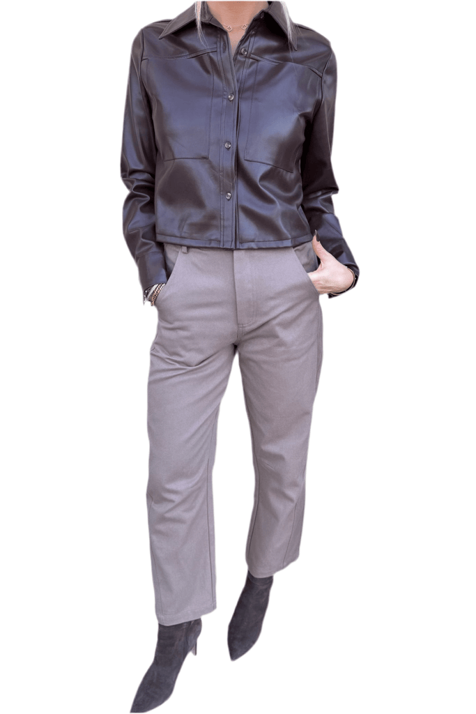 VELISSE CROPPED LEATHER JACKET - Violet Muse Boutique