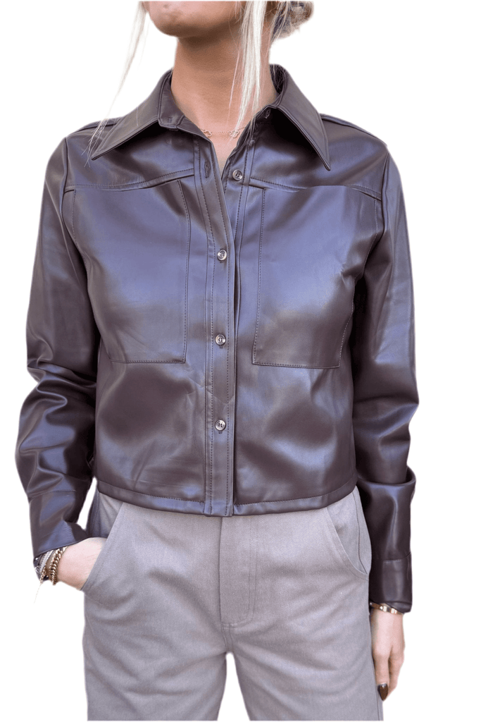 VELISSE CROPPED LEATHER JACKET - Violet Muse Boutique