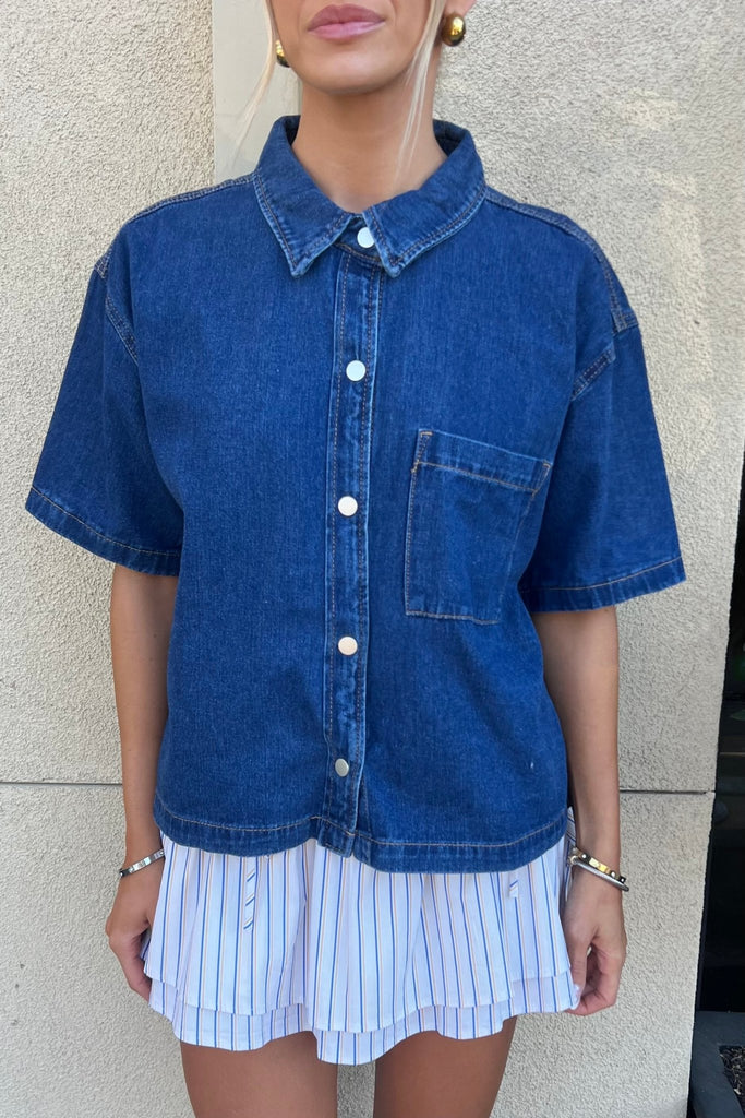 VINTURA DENIM SHIRT - Violet Muse Boutique