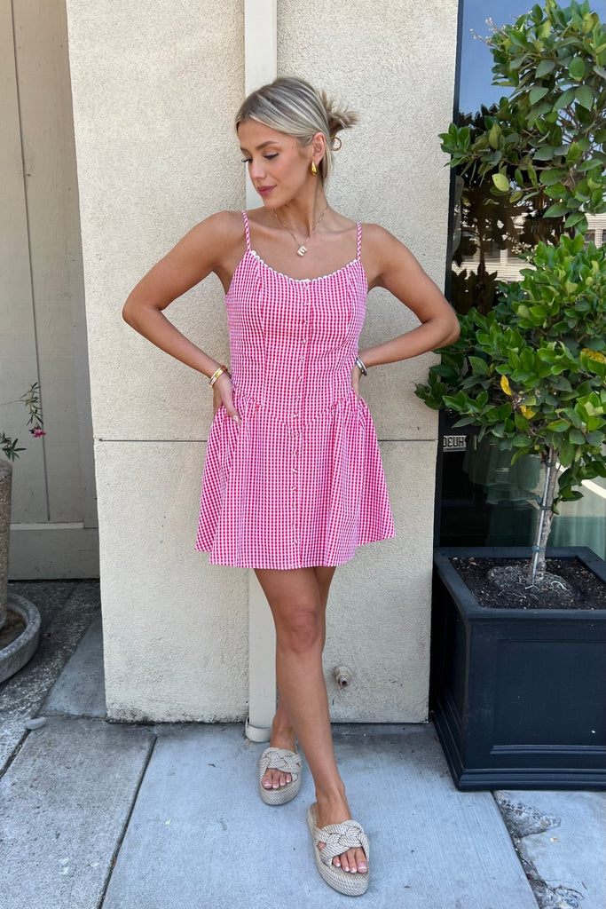 VITTORIA RUBY GINGHAM DRESS - Violet Muse Boutique