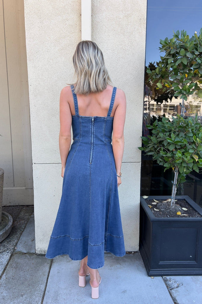 WARELET FLAIR DENIM DRESS - Violet Muse Boutique