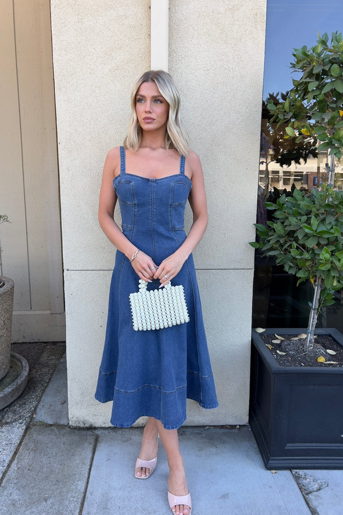 WARELET FLAIR DENIM DRESS - Violet Muse Boutique