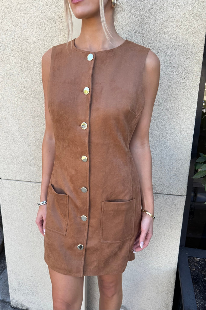 WESTERLY FAUX SUEDE DRESS - endless rose - Violet Muse Boutique