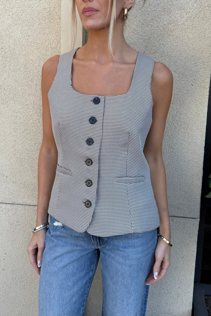 WESVYN HOUNDSTOOTH VEST - Violet Muse Boutique