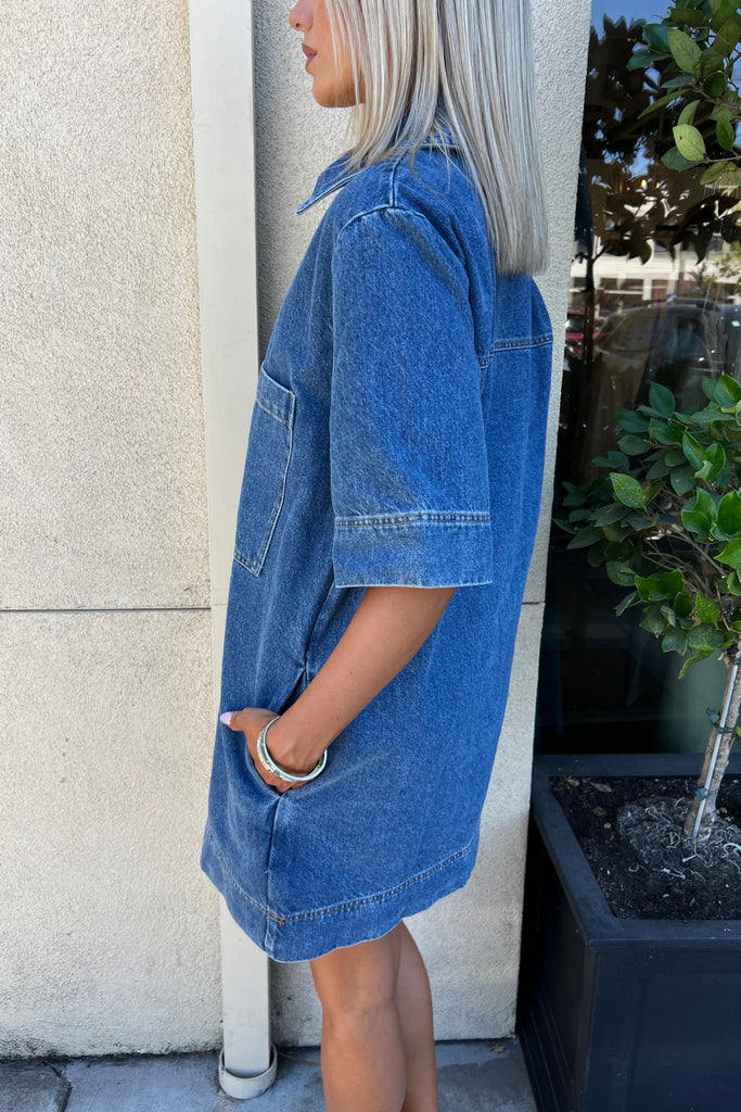 WILD DUNE DENIM DRESS - Violet Muse Boutique