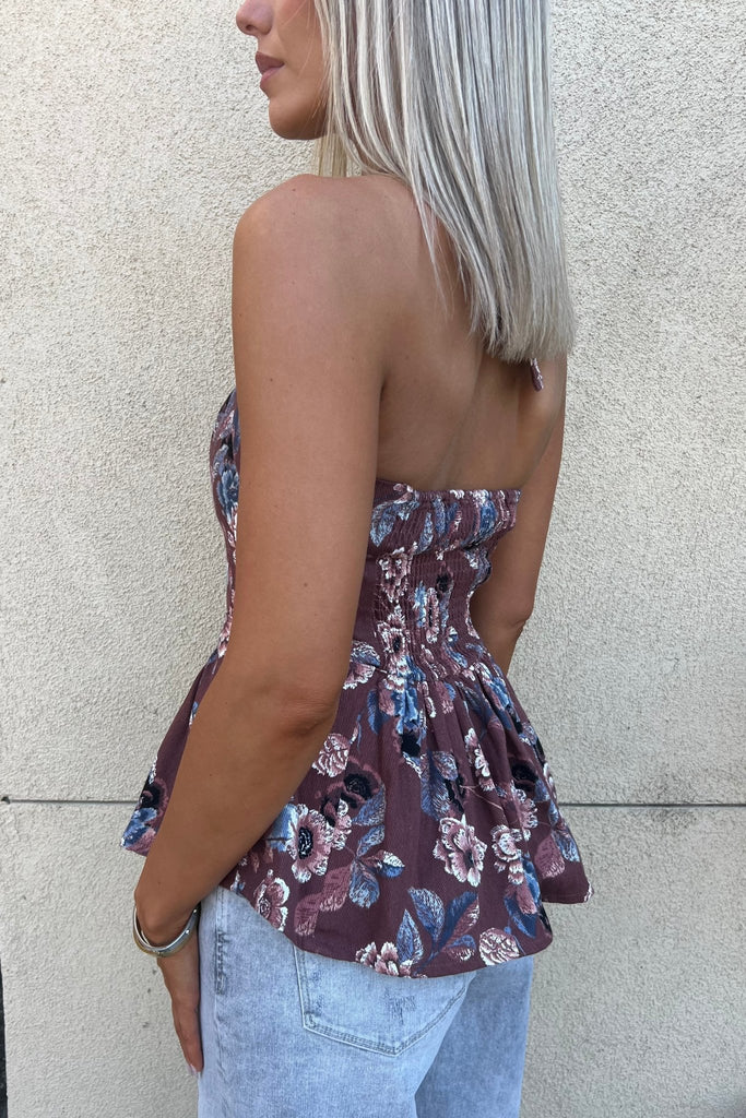 ZOI FLORAL HALTER TOP - Violet Muse Boutique
