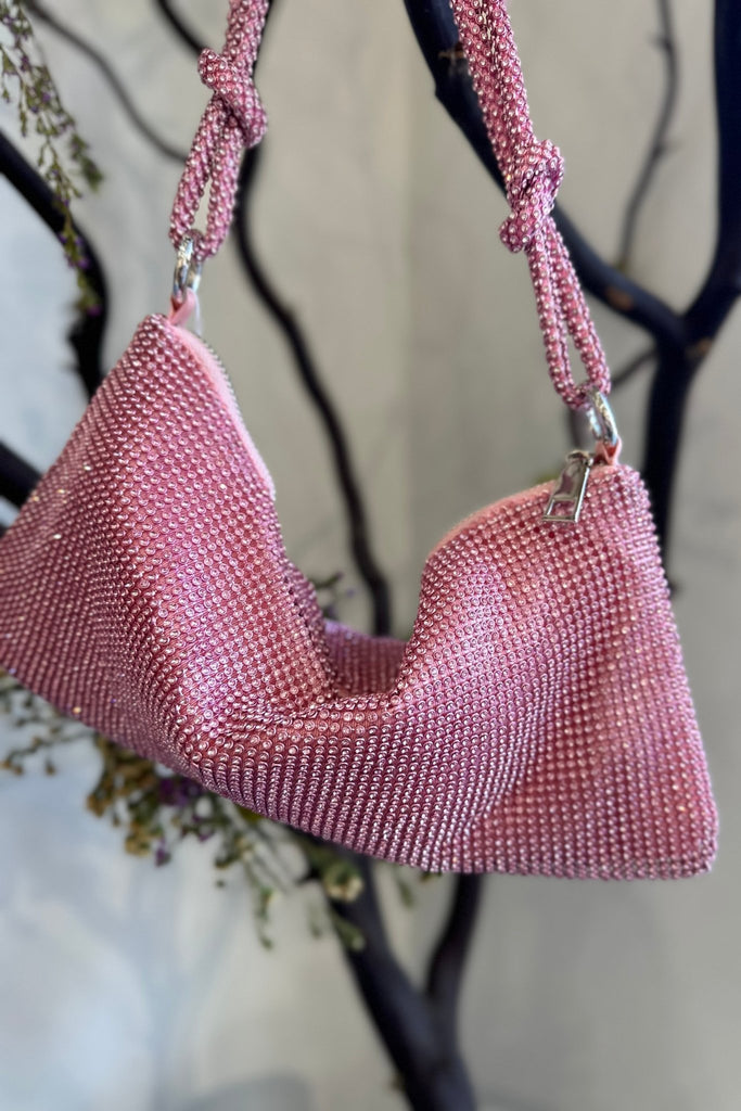 LE ROSE RHINESTONE MESH HANDBAG - Violet Muse Boutique